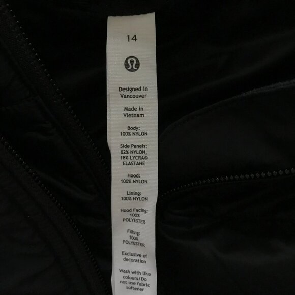 Lululemon Another Mile Full Zip Jacket Womens 14 Black Hooded Water Repellent - Picture 6 of 12
